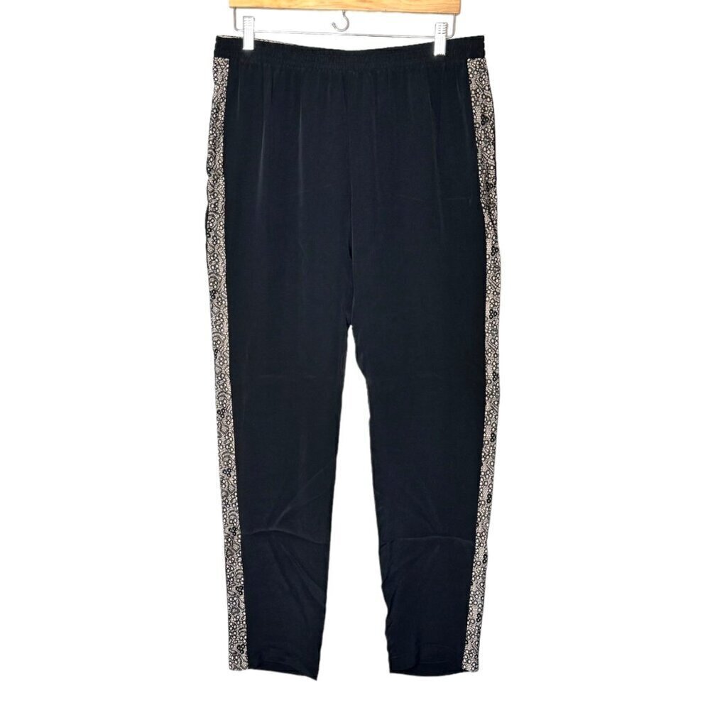 NWOT Acrobat Silk Pants Sz.L Black Elastic Waist High Rise Lace Tapered Joggers